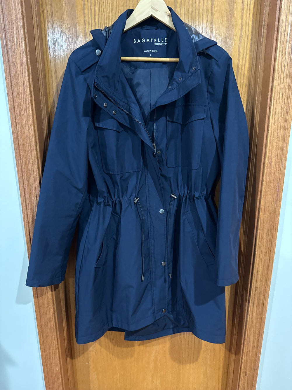 Bagatelle Sport Hooded Utility Rain Jacket Navy Size L